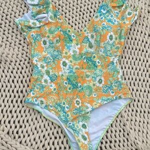 Floral women’s Swimwear in Orange and Green